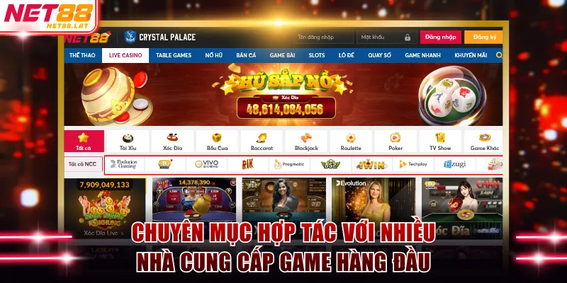 Chuyên mục hợp tác với nhiều nhà cung cấp game hàng đầu